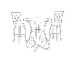 Wooden Restaurant chairs with table set in modern interior with white background vector