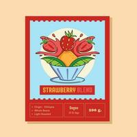 Strawbery blend coffee label vector
