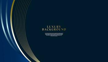 Dark blue curve shape abstract template. Premium luxury background with curve shapes and golden lighting lines on white background. Luxurious and elegant design. Perfect for posters, covers vector