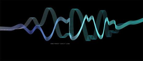dinámica fluido ondulado resumen ligero línea vector en azul verde color aislado en negro antecedentes para tecnología conceptos ai, digital, comunicación, 5g, ciencia, música
