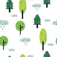 Cute nature tree cartoon pattern. pattern for kids vector