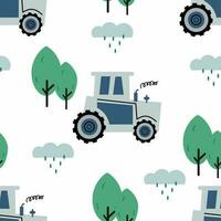 Seamless pattern with cars, Cartoon Background for Kids. Vector illustration