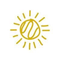 sun shaped simple hand stroke icon vector