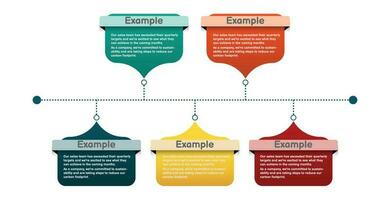 Infographic template step guide for business information presentation. Vector banner square and icons elements. Modern workflow diagrams. Report option plan 5 topics