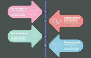 Timeline infographic template for business information presentation. Vector arrow shape step and geometric elements. Modern workflow diagrams. Report plan 5 topics