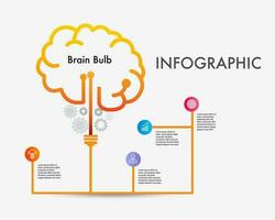 lightbulb, brain with gears.Template infographic web and mobile application isolated on background vector