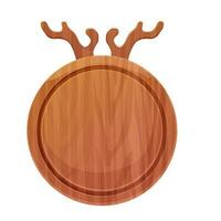 corte tablero de madera circulo el cortar escritorio con cuernos parte superior ver en dibujos animados estilo aislado en blanco antecedentes. madera proteger, menú Bosquejo. vector ilustración