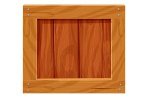 de madera caja, entrega envase en dibujos animados estilo, juego activo aislado en blanco antecedentes. madera embalaje, abierto texturizado vector ilustración