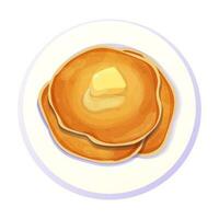 Pancakes stack top view in plate in cartoon style isolated on white background. Circle dessert, breakfast. . Vector illustration