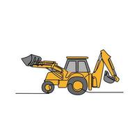 One continuous line drawing of bulldozer in the site project . Construction Project design concept with simple linear style. Construction Project vector design illustration concept.