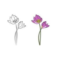 púrpura tulipán flor. línea Arte. mano dibujado vector ilustración.