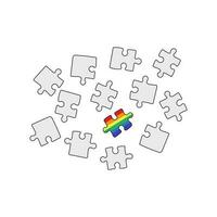 Jigsaw puzzle. LGBT as a part of society concept. Not like most people. Vector illustration.