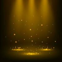 Golden spotlights shining with sparkles, Vector Illustration