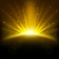 Golden Rays rising background with sparkles, Vector Illustration