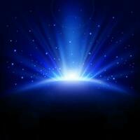 Blue Rays rising background with sparkles, Vector Illustration