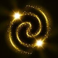 Golden spiral particle trail background, Vector Illustration