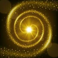 Golden spiral particle trail background, Vector Illustration