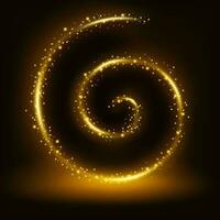 Golden spiral particle trail background, Vector Illustration