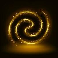 dorado espiral partícula sendero fondo, vector ilustración