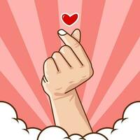 cupid love heart hand sign vector illustration for couple
