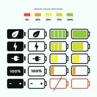 Battery icon set flat design, suitable for user interface design and many more vector