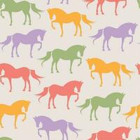 Trendy seamless pattern with colorful silhouettes of horses. Modern illustration. Beautiful design for wrapping paper, textile, web. vector