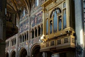 Parma,Italy-April 3, 2022-view of the inside of the Parma cathedral with with its beautiful frescoes photo