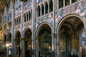 Parma,Italy-April 3, 2022-view of the inside of the Parma cathedral with with its beautiful frescoes photo
