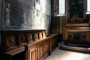 Parma,Italy-April 3, 2022-view of the inside of the Parma cathedral with with its beautiful frescoes photo