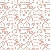 Berry cupcake seamless doodle pattern vector