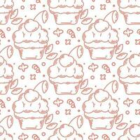 Berry cupcake seamless doodle pattern vector