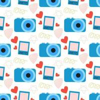 Camera and photographs seamless pattern vector
