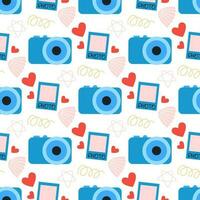 Camera and photographs seamless pattern vector