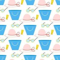 Beach attributes seamless pattern vector