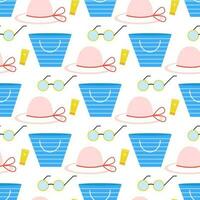 Beach attributes seamless pattern vector