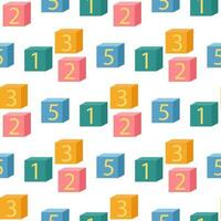 Colored cubes with numbers seamless pattern vector