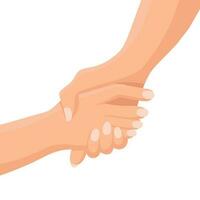 The hand holds the hand. Support and help concept. Illustration, icon, vector