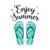 vistoso dar la vuelta fracasos, verano zapatillas y disfrutar verano cita. verano fondo, impresión en camisetas, vector