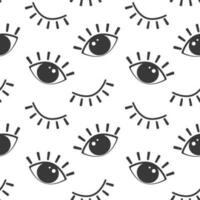 Seamless pattern, funny open and closed eyes on a white background. Print, cartoon background, textile, vector