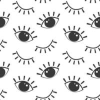 Seamless pattern, funny open and closed eyes on a white background. Print, cartoon background, textile, vector