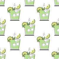 Seamless pattern, refreshing fruit cocktails on a white background. Drinks background, textile vector