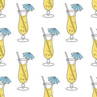 Seamless pattern, refreshing fruit cocktails on a white background. Drinks background, textile vector