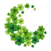 Scattered colorful clover leaves in a circle, shamrock background. Logo, icon. St. Patrick's day illustration, vector