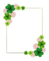 Elegant square frame with shamrock leaves and flowers. Postcard, banner, vector