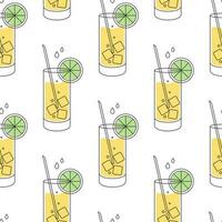 Seamless pattern, refreshing fruit cocktails on a white background. Drinks background, textile vector