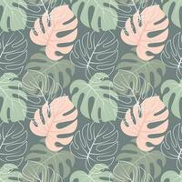 sin costura modelo con de colores y contorno tropical monstera hojas.pastel colores. imprimir, textil, plantilla, vector