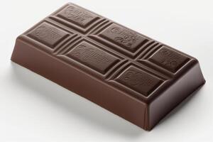 imagen de cerca arriba de un delicioso derritiendo chocolate bar aislado en blanco antecedentes. para chocolate festival, alimento, dulce postre, San Valentín día o chocolate día por ai generado foto