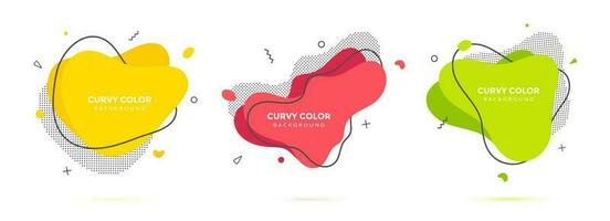Modern liquid irregular amoeba blob shape abstract elements graphic flat style design fluid vector illustration set.