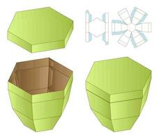 diseño de plantilla troquelada de embalaje de caja. Maqueta 3d vector