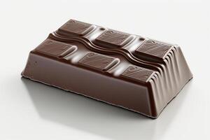 imagen de cerca arriba de un delicioso derritiendo chocolate bar aislado en blanco antecedentes. para chocolate festival, alimento, dulce postre, San Valentín día o chocolate día por ai generado foto